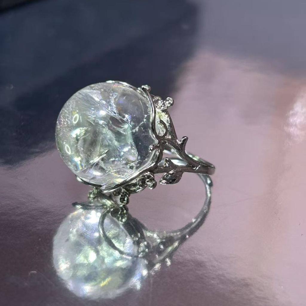 Кольцо из натурального радужного белого кристалла Натуральный кристалл Белый кристалл Подарок