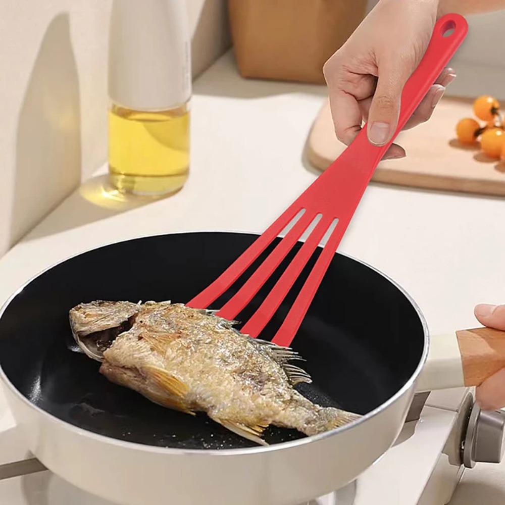 Silicone Inclined Leakage Shovel Heat Resistant Steak Spatula Fish Frying Spatula Non-stick Pan