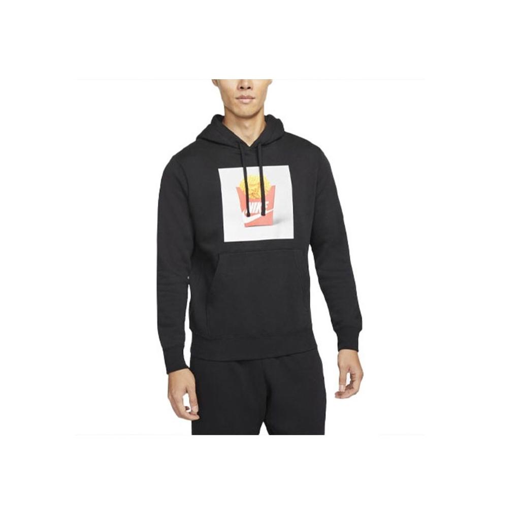 Nike Shoebox Fries Print Спортивная толстовка с капюшоном Мужские топы Черный DM2275-010