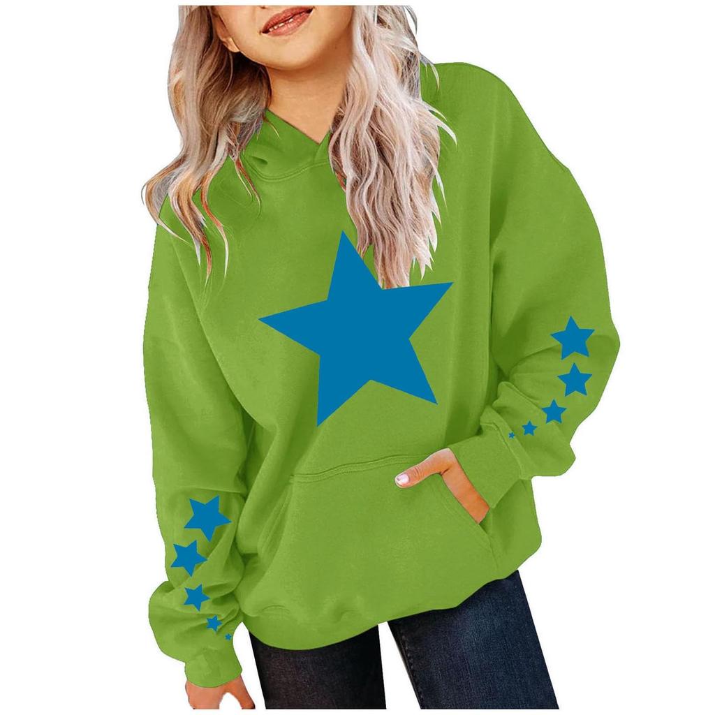 Women's Hooded Gradient Printed Long Sleeved Sweatshirt Loose Women's Sweatshirt  Sweatshirt