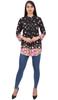 Women's Shirt Floral Digital Printed Black Top With Full Sleeve Tunic-