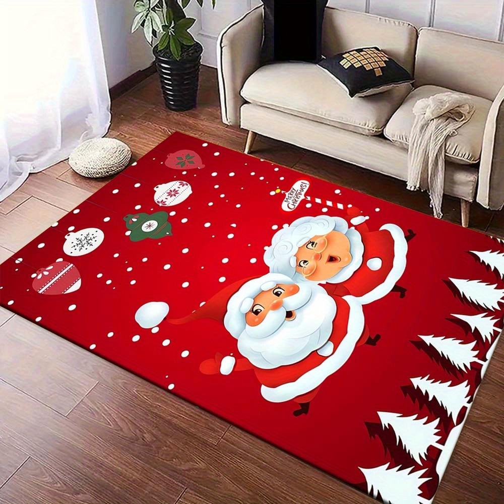 1pc Santa Claus and Mrs. Claus Area Rug, Slip-Resistant, Easy-Clean, Stain-Resistant, Perfect for Cozy Living Rooms, Bedrooms, Kitchens, Off