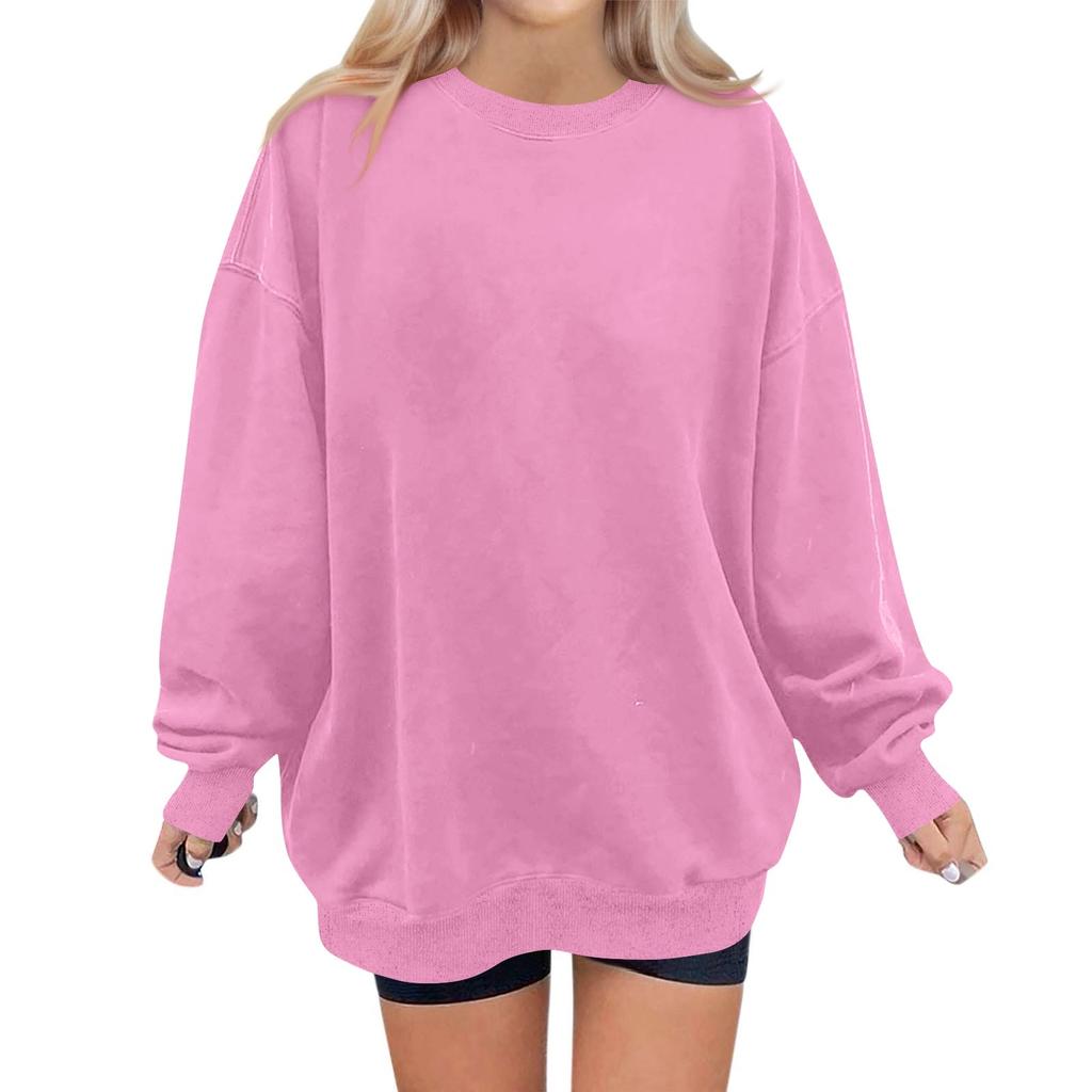 Женская модная повседневная однотонная толстовка с длинным рукавом