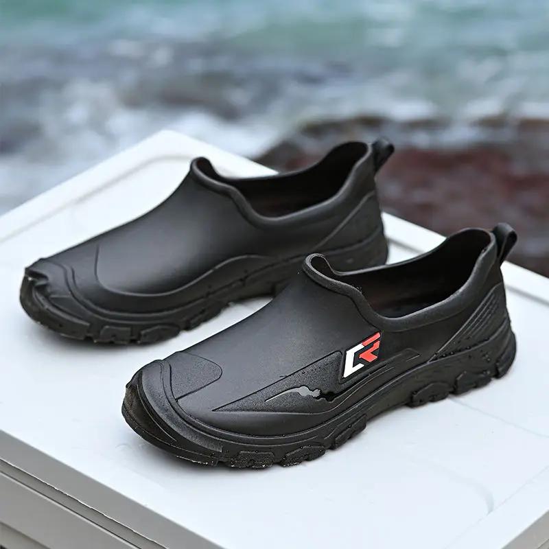 Waterproof and Non-slip Man Shoes Rubber Wear-resistant Rain Boots for Men Mud Rainy Day High Quality Without Lacing Designer