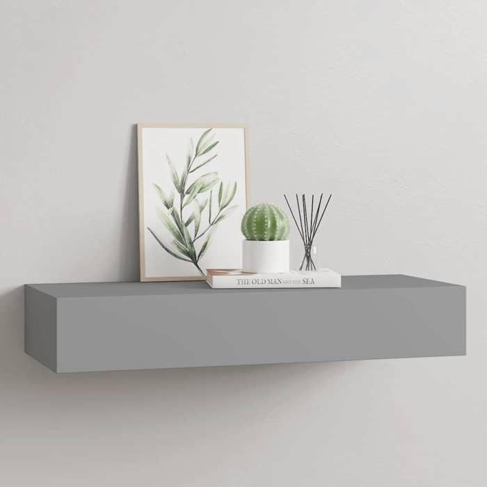 VidaXL Wall Shelf with Drawer Floating Shelf Hanging Wall Mount Living Room Lounge Home Interior Grey 330259