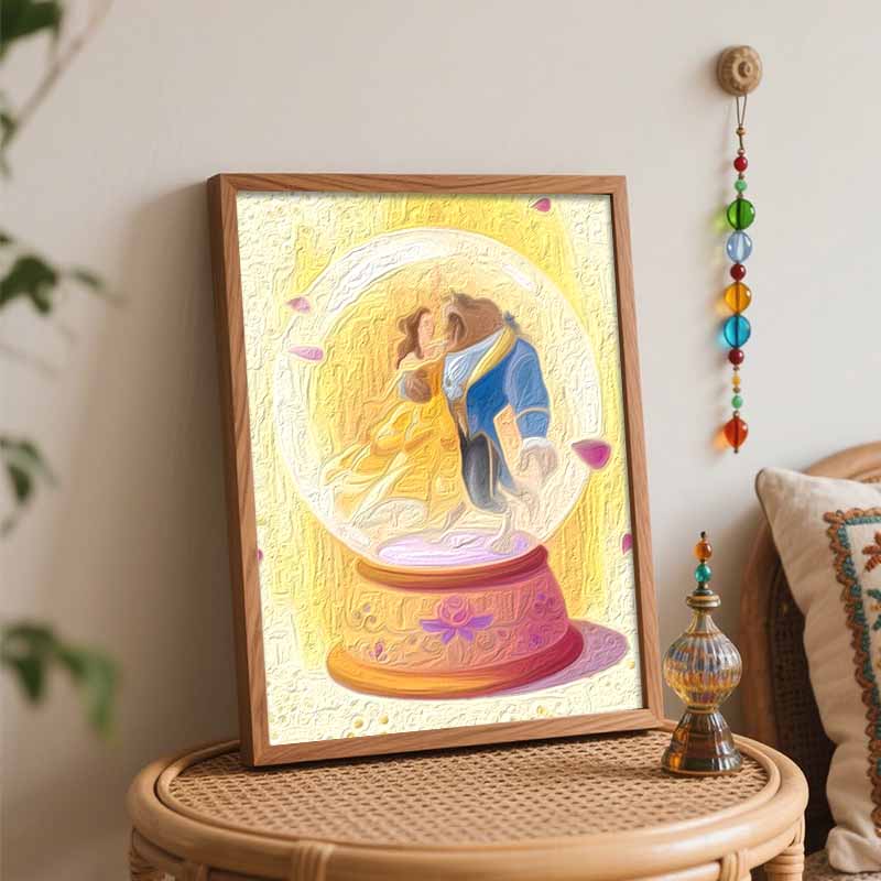 Disney oil painting BeautyandtheBeast handmade diy art painting home decoration
