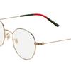 Gucci optical glasses [Available prescription] Gold frame, transparent lens, side webbing GG1054OK-002 51 F dust bag + glasses case (random color)