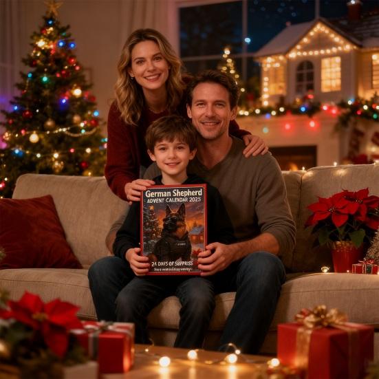 Коробка Адвент-календаря Немецкая овчарка Коробка для отсчета 24 дней Акриловая фигурка на тему собаки Многофункциональное украшение