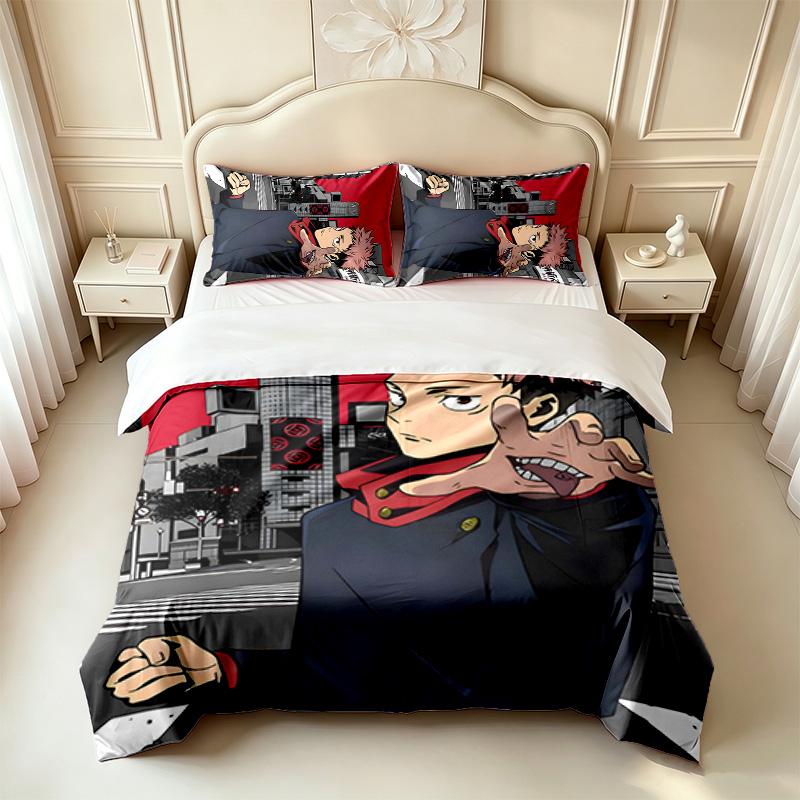 J-Jujutsu K-Kaisens (14) 3pc Set Soft and Comfortable an Ideal Gift for Family and Friends Includes One Duvet Cover and Two Pillowcas
