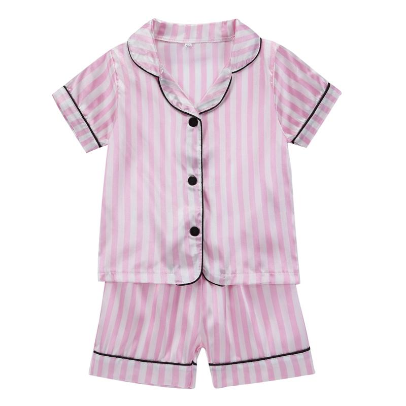 Colorful Fruit & Floral Pajama Sets: Soft Imitation Silk Sleepwear for Children 1-5 Years Old