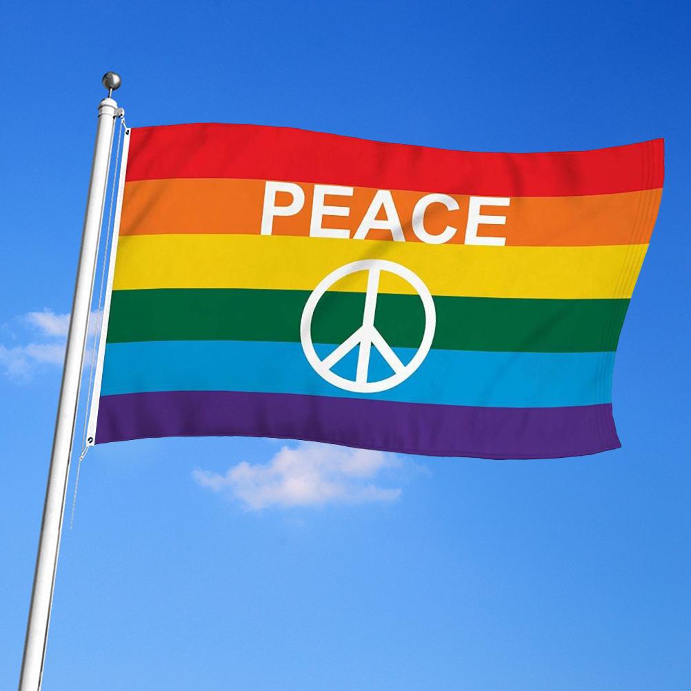 Colorful Peace Flag Polyester Banner Fade Resistant Peace Flag for Indoor Outdoor Decoration