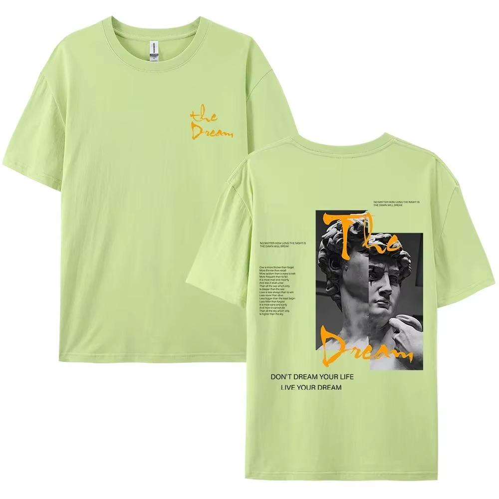 Уличная одежда Не мечтай о своей жизни Живи своей мечтой Мужская одежда Мода Летние футболки 100% Свободные топы Дышащая футболка