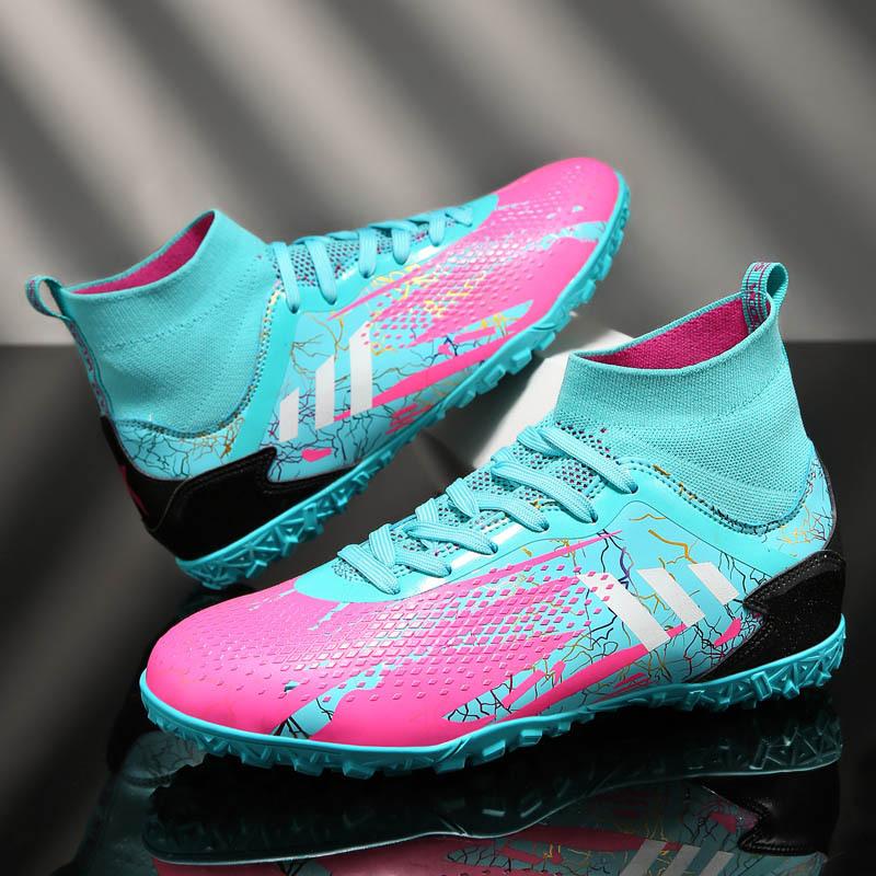 Новые бутсы с высоким верхом, мужские AG длинные шипы искусственный газон TF шиповки для тренировок детские мужские и женские кроссовки