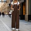 Women's Fashion Casual Spring Fall Solid Color Print Sleeveless Middle Waistline Trousers Jumpsuits & Rompers