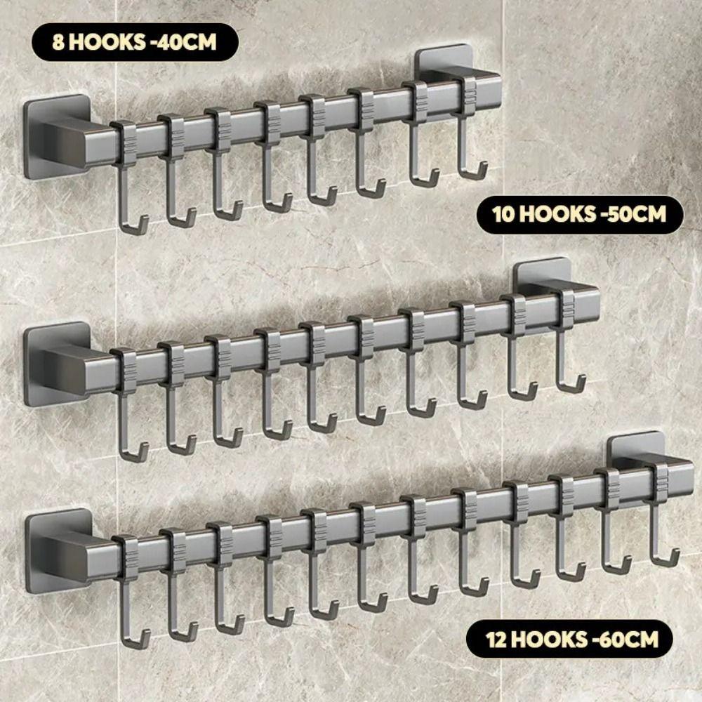 Adjustable Kitchen Hook Wall Mounted Hanging Rod New Storage Rack Kitchen Utensils