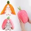 23cm Cute Strawberry Carrot Rabbit Plush Toy Stuffed Creative Into Fruit Transform Baby Cuddly Bunny Doll for Kid Birthday Gift