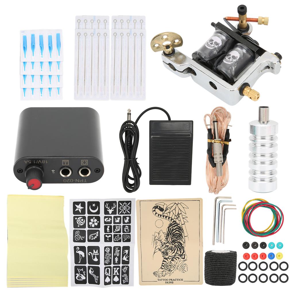 Набор для татуировки с катушкой, блок питания для кожи, педаль для начинающих, набор для татуировок