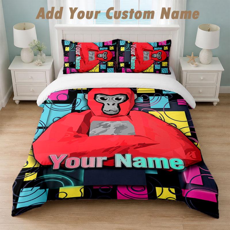 Bedding Set 1 Duvet Cover 2 Pillowcases Gorilla Tag cartoon Print Soft Bed Linen Bedroom Decor