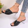 Fashion Fashion Solid PU Slip-On Leisure Slipper Strange Heels Square Open Toe Women Mules Outdoor Sandals Size 36-41 Summer New
