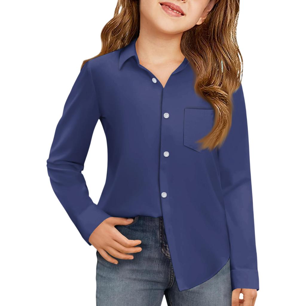 Girls' Button-Down Shirt - Long Sleeve Dress Blouse