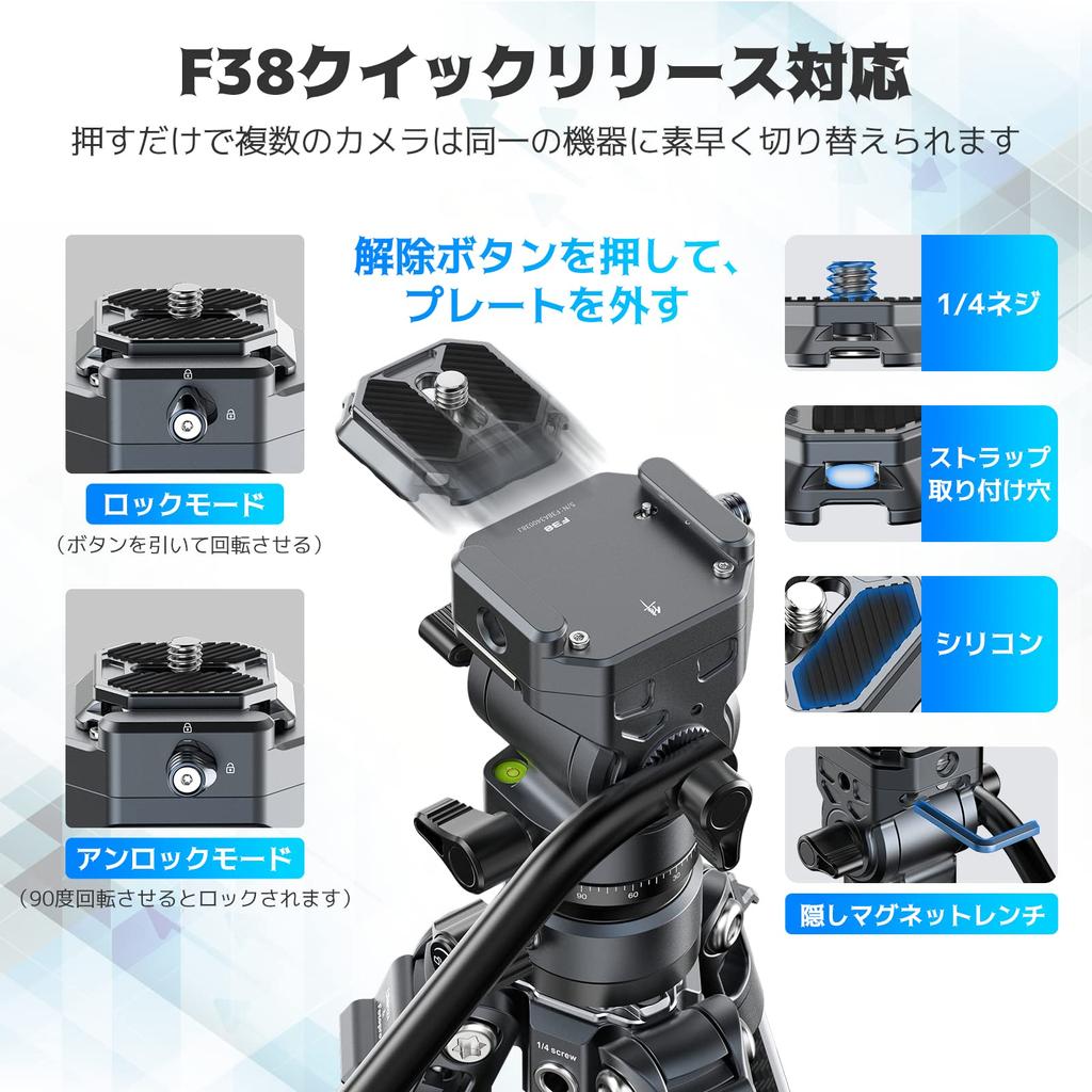Ulanzi F38 Carbon Quick Shoe Camera 5 Level Free Ball Panoramic Smartphone Holder Грузоподъемность Smartphone Ultra Lock Travel Совместимость с хранилищем