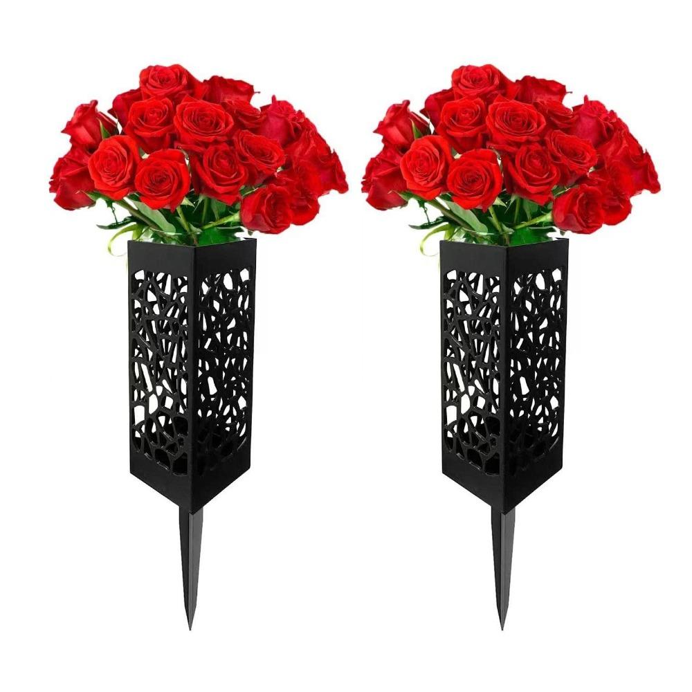 Chinese Style Grave Flower Vase Hollow Design Memorial Vase Cemetery Basket Floral Arrangement