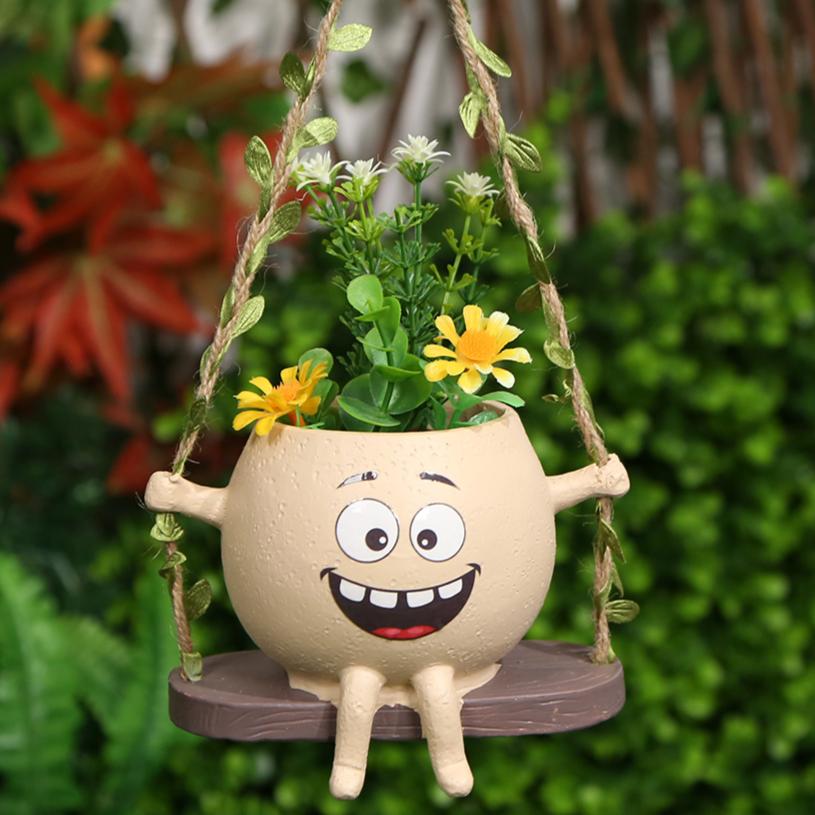 Новое кресло-качалка, милый цветочный горшок, настольный цветочный горшок, украшение, сочный цветочный горшок, забавная мультяшная качели, цветочная корзина, ваза