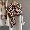 Warm Women Winter Cashmere Scarf Stripe Print Shawl Wrap Soft Pareo Elegant Poncho Femal Thick Warm Blanket Echarpe Pashmina