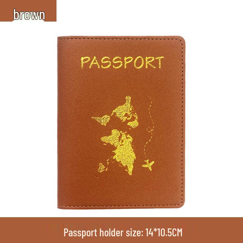 Customizable PU Leather Passport Cover with Hot Stamped Logo, Map, Luggage Tag, & Passport Holder Set