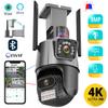 6MP 4K Wi-Fi камера видеонаблюдения, PTZ камера с двойным объективом, уличная водонепроницаемая IP-камера с полицейской световой сигнализацией