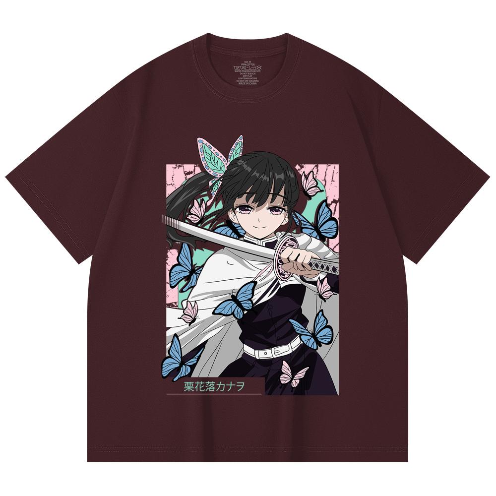 230 г/м² 100% хлопок Клинок, рассекающий демонов V98 Принт Канао Унисекс Футболка из плотного хлопка