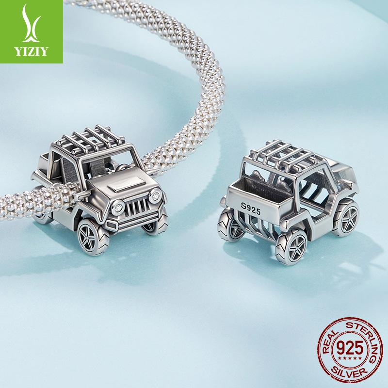 Personalized Retro Off-Road Vehicle Diy Beaded Cool Car S925 Sterling Silver Bead Jewelry Accessories