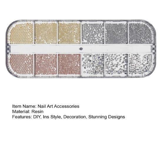 1 коробка, 12 сеток, набор бусин для дизайна ногтей с искусственным жемчугом, набор для украшения ногтей «сделай сам», Ins Style, для потрясающего дизайна