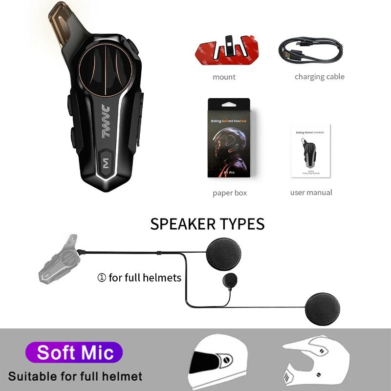 X1 Pro мотоциклетный шлем гарнитура Bluetooth IPX6 водонепроницаемый Moter Interphone для 2Riders 1000M Interphone Communicator
