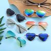 Women UV 400 Ocean Lenses Gradient Metal Frame Sun Glasses Heart Shaped Sunglasses