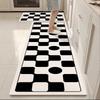 Kitchen Carpet Non-slip Waterproof Oil-proof Floor Mat Black White Plaid Interesting Rug Long Strip Home Decoration Foot Mats