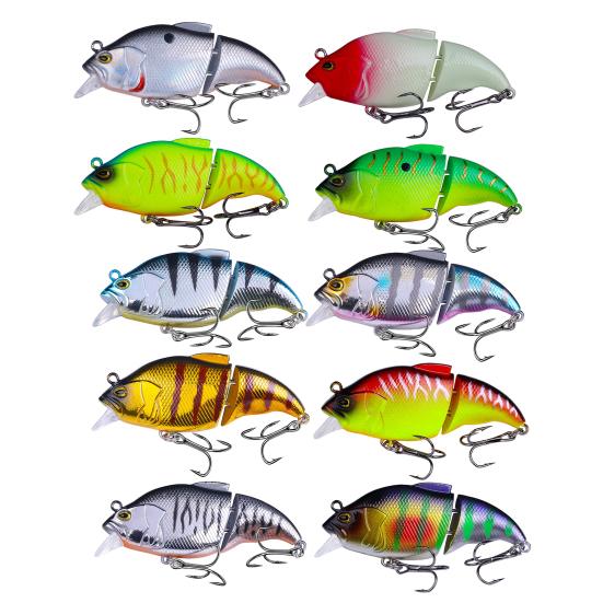 7.5CM/12G Multi-Jointed VIB Fishing Lure with Hooks Realistic 2-Section Swimbait Hard Artificial Bait Freshwater Saltwater Fishing Accessories