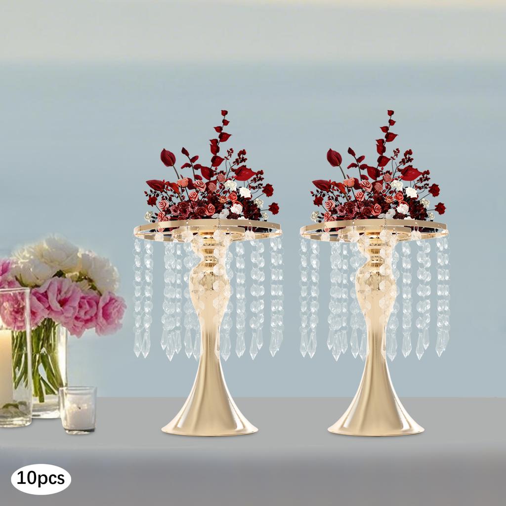Vintage Decor Flower Vases, Crystal Vases Set of 10, Mini 26cm/10.23in Tall, Blush Gold Glass Bud Vases for Wedding Centerpieces