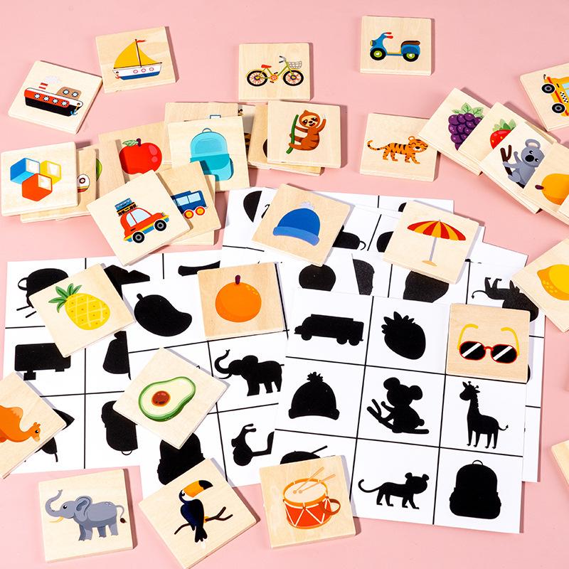 Animal Fruit Pairing To Find the Shadow Puzzle Game for Intellectual Development Early Education Enlightenment Wooden Children's Toys