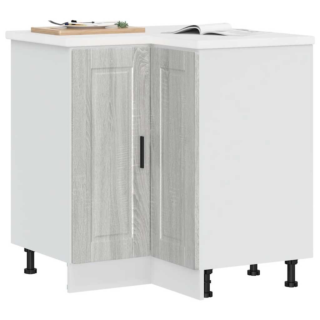 Porto Corner Kitchen Base Cabinet Gray Sonoma Wood Based Material