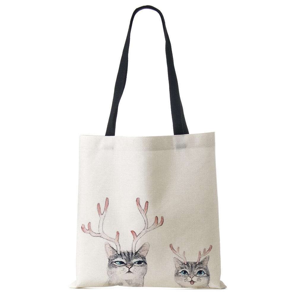 Акварельные сумки-тоут ручной росписи, цветочная милая кошка, принт, наплечная сумка для женщин, леди, офисная сумка, повседневные сумки для покупок, KTY