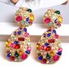 New Colorful Crystals Drop Earrings Fine Jewelry Accessories For Women Fashion Trend Rhinestone Pendientes Bijoux