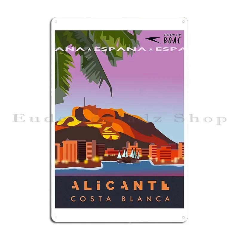 Alicante Travel Poster Metal Sign Retro Customized Designing Bar Cave Wall Decor Tin Sign Poster