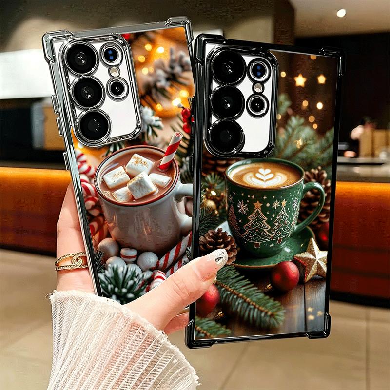 Зимний Кофе Рождественская Тема Покрытие Чехол для Телефона Для Samsung Galaxy S24 S25 FE S26 Edge S23 Ultra S22 S21 Plus S20 Противоударный Воздушный