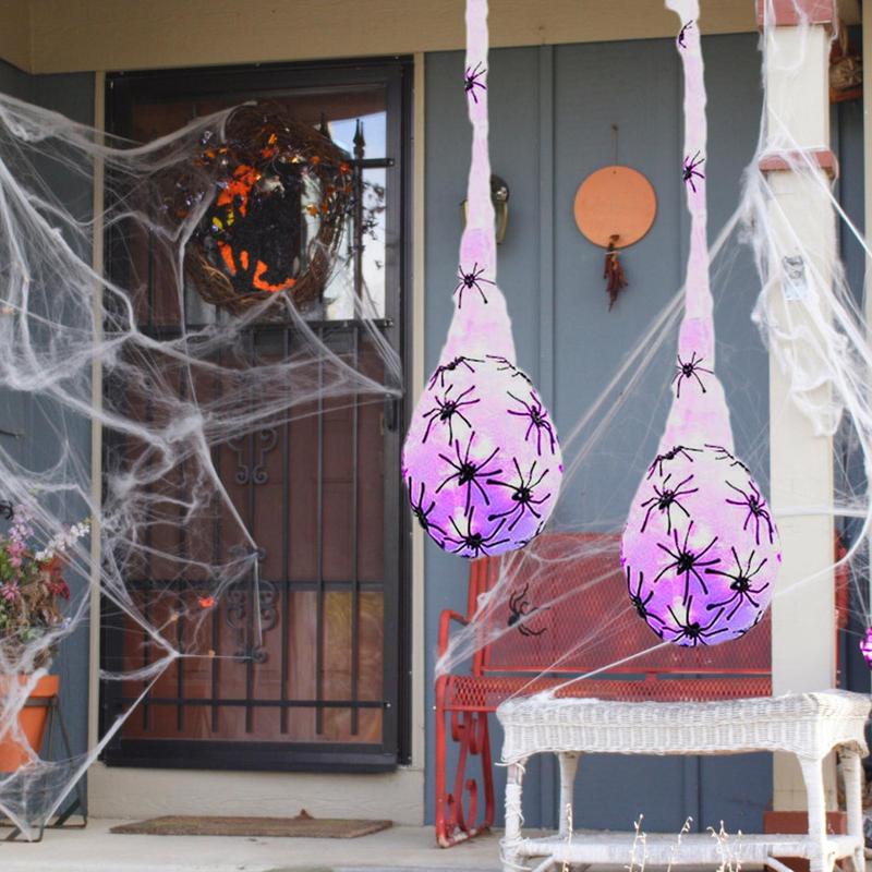 Spider Props Halloween Glowing Spider Egg Sac 3.3ft Hanging Glowing Spider Egg Sac Props for Home Holiday Party Decoration