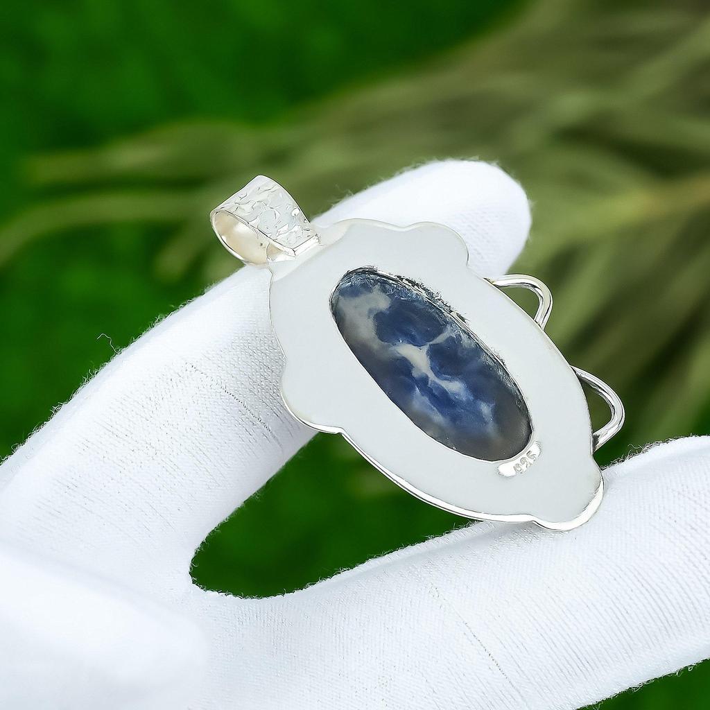 Friendship Day Deal Oval Natural Sodalite Anniversary Pendant Jewelry 925 Silver