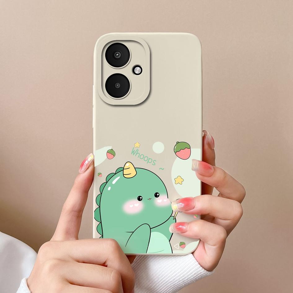 Lovely Dinosaur Cartoon Pattern Bumper For Xiaomi Poco M6 Pro 4G 5G X6 F6 F5 F 6 F 5 Phone Case Camera Protection Matte Silicone Back Cover For Xiaomi