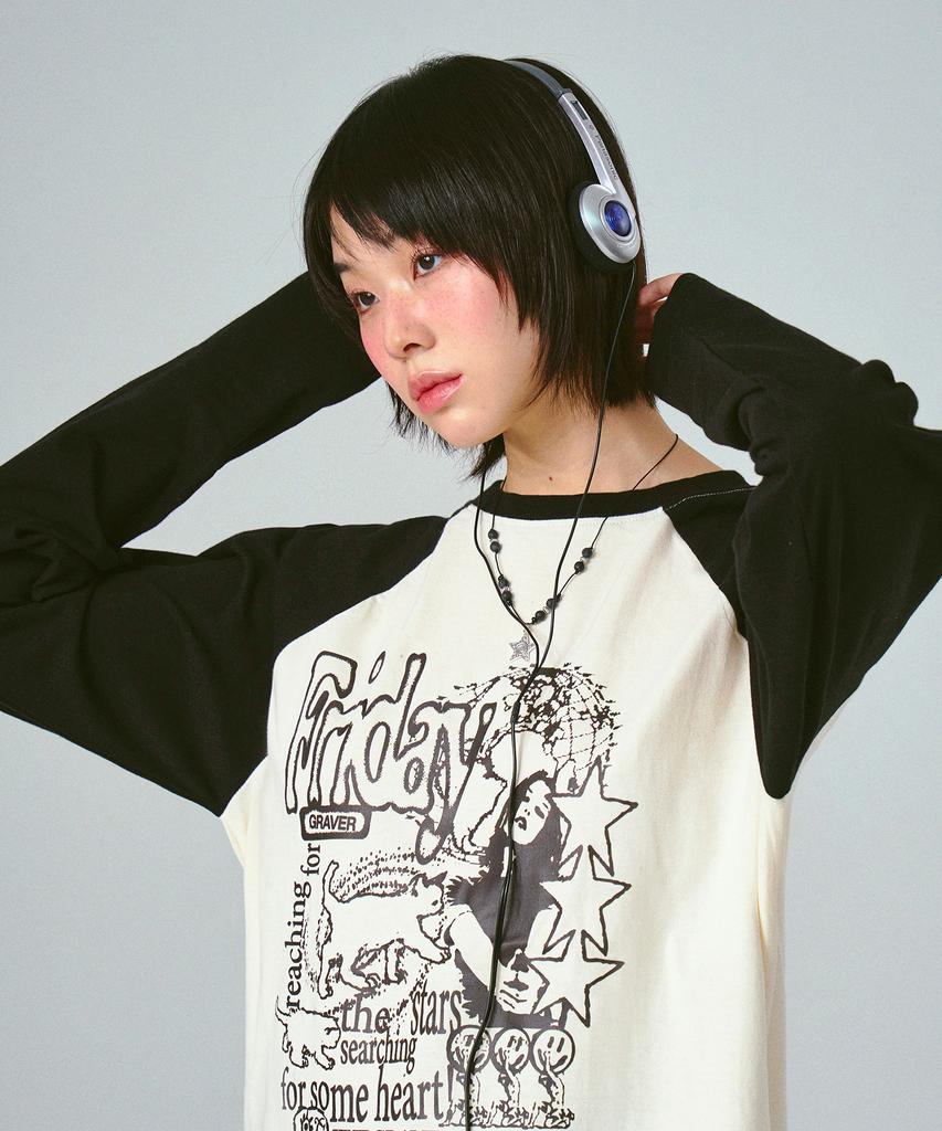 GRAVER [Unisex] Friday Vintage Raglan Long Sleeve T-Shirt_3 Colors