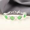 Rare Green Cat's Eye Gemstone 925 Sterling Silver Jewelry Handmade Bracelet 8" RB-4-23