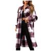 Fashion Women's  Casual Loose Grinding Wool Plush Plaid Long-sleeved Jacket Overcoat